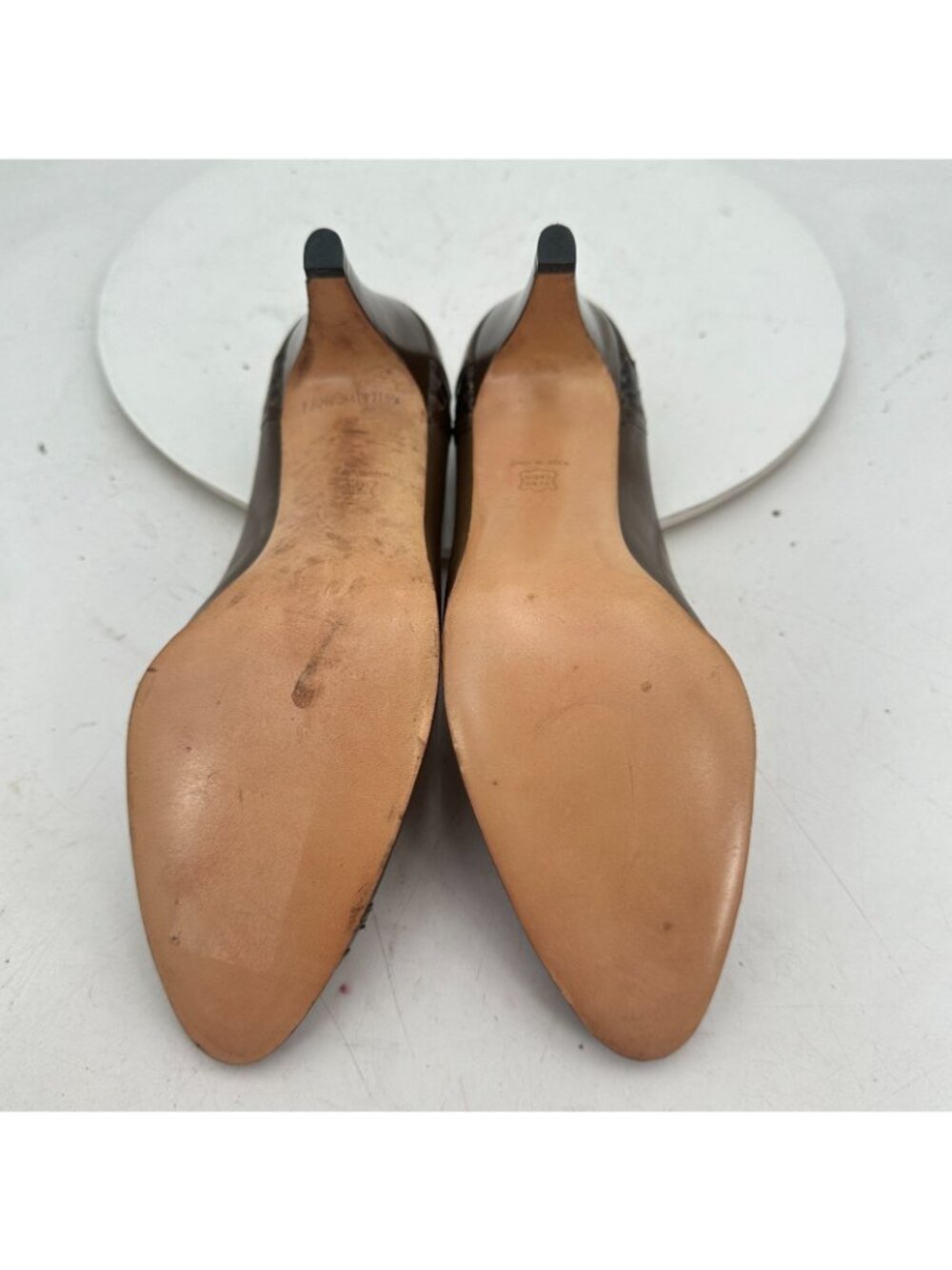 Salvatore Ferragamo Women Size 7.5B Brown Leather Snake Skin Pattern Heel Shoes - Picture 8 of 11